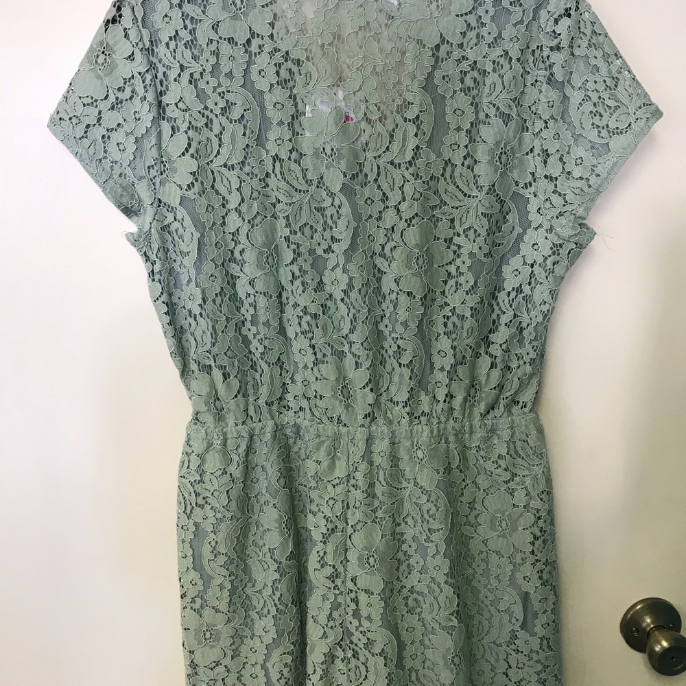Sage green lace romper